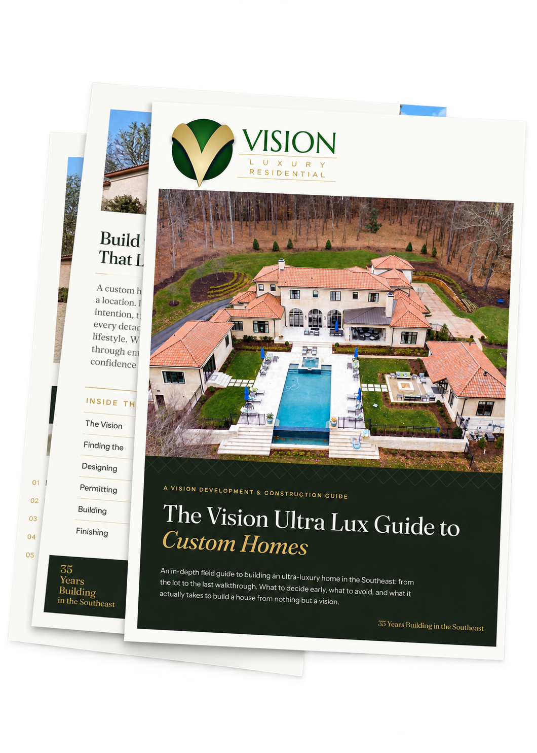 The Vision Ultra Lux Guide to Custom Homes booklet